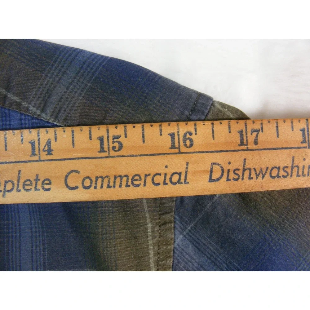 Banana Republic Button Down Mens Medium Tall Blue Plaid Excellent Slim Fit Shirt